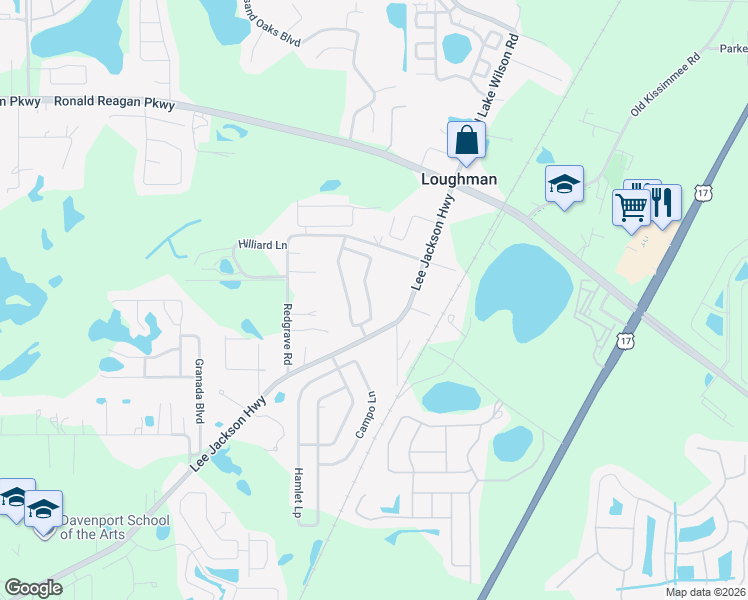 map of restaurants, bars, coffee shops, grocery stores, and more near 733 Wildflower Road in Davenport