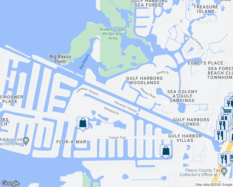 map of restaurants, bars, coffee shops, grocery stores, and more near 4126 Perry Place in NEW PRT RCHY