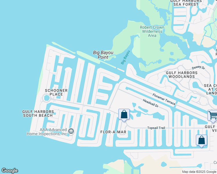 map of restaurants, bars, coffee shops, grocery stores, and more near Corsair Court in New Port Richey