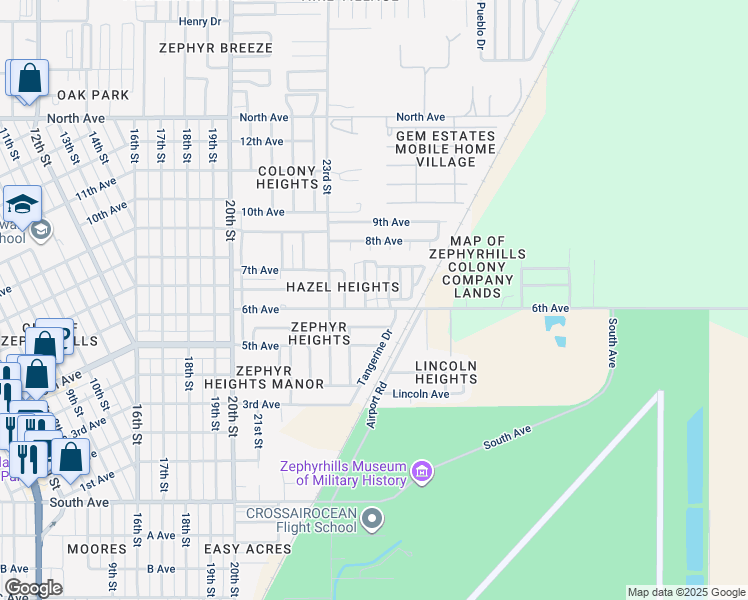 map of restaurants, bars, coffee shops, grocery stores, and more near 5509 Laura Street in Zephyrhills