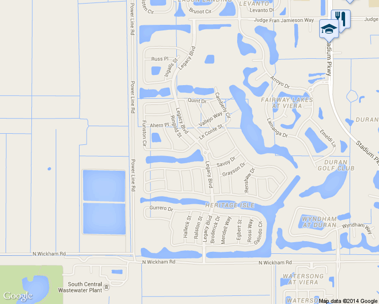 map of restaurants, bars, coffee shops, grocery stores, and more near 3381 Funston Circle in Melbourne
