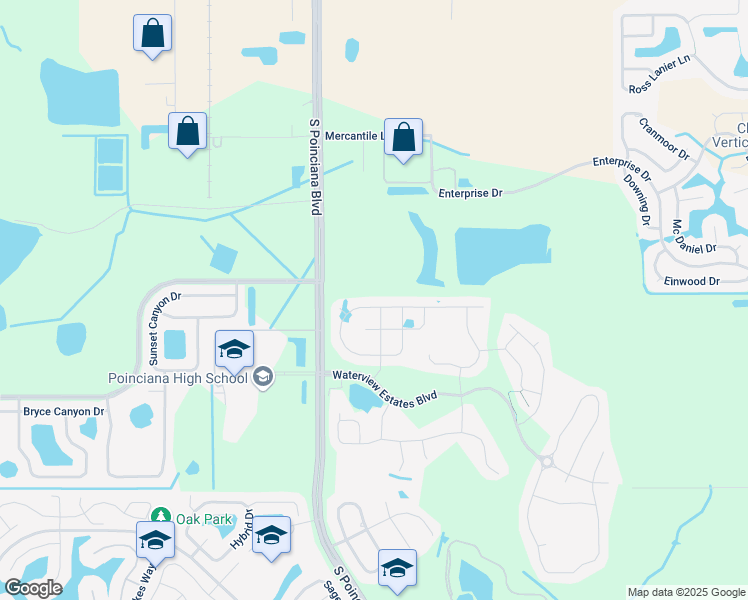 map of restaurants, bars, coffee shops, grocery stores, and more near 2201 Caywood Street in Kissimmee