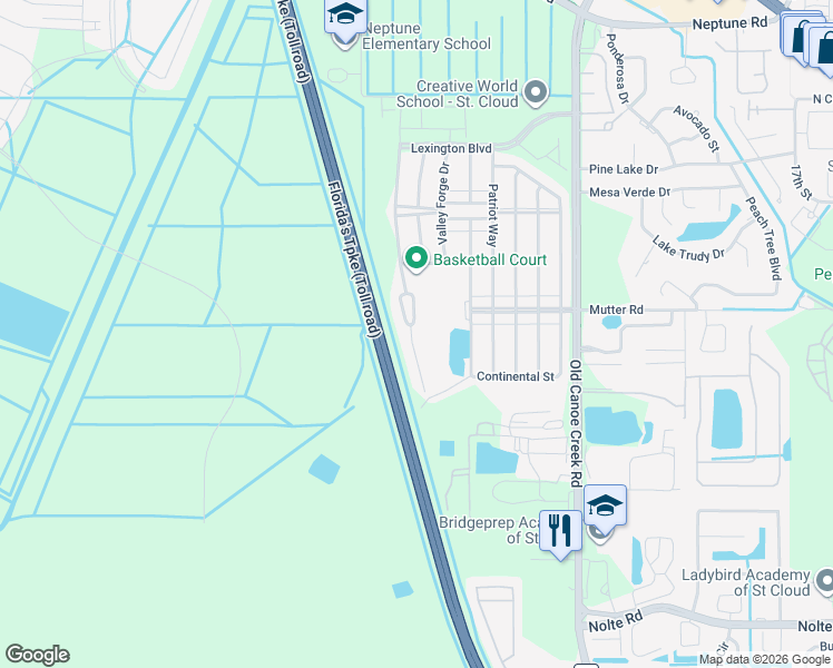 map of restaurants, bars, coffee shops, grocery stores, and more near 2249 Betsy Ross Lane in St. Cloud