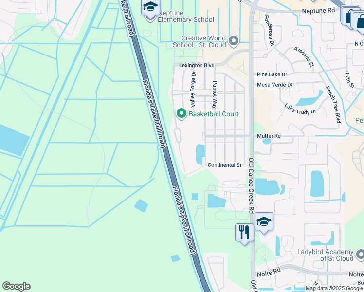 map of restaurants, bars, coffee shops, grocery stores, and more near 2221 Betsy Ross Lane in Saint Cloud