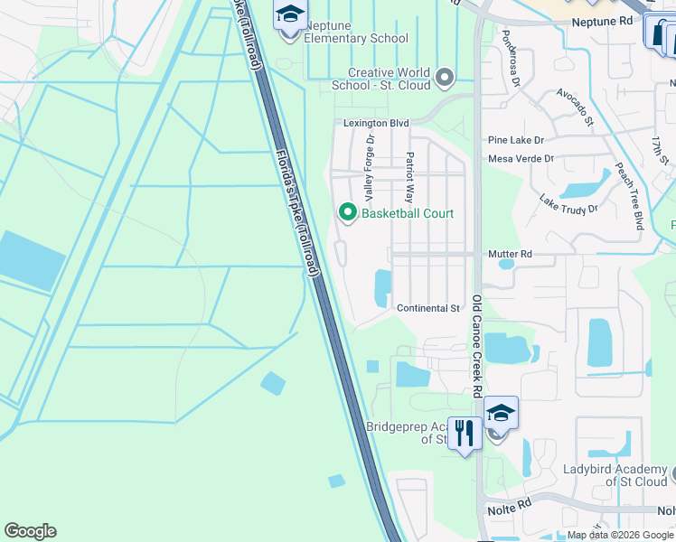 map of restaurants, bars, coffee shops, grocery stores, and more near 2200 Betsy Ross Lane in Saint Cloud
