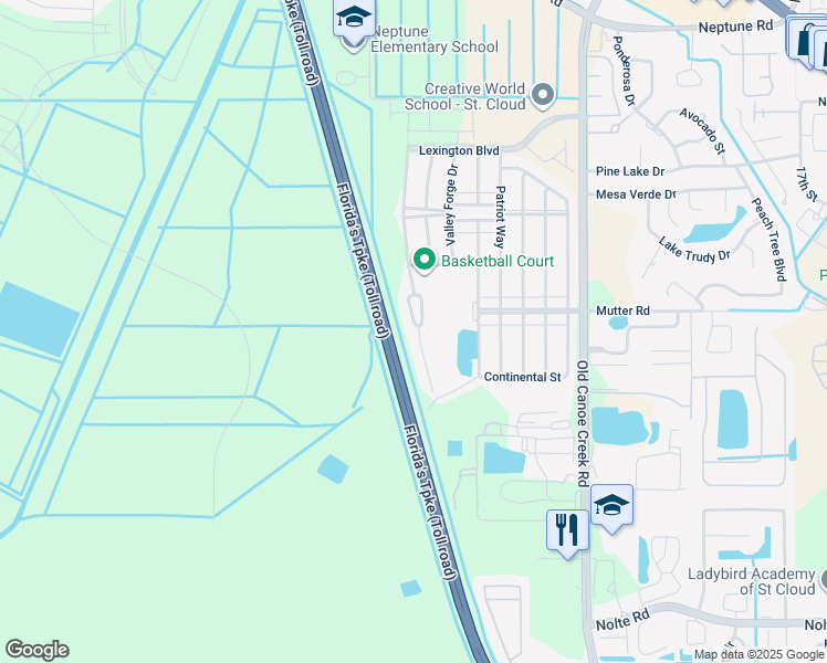 map of restaurants, bars, coffee shops, grocery stores, and more near 2249 Betsy Ross Lane in St. Cloud