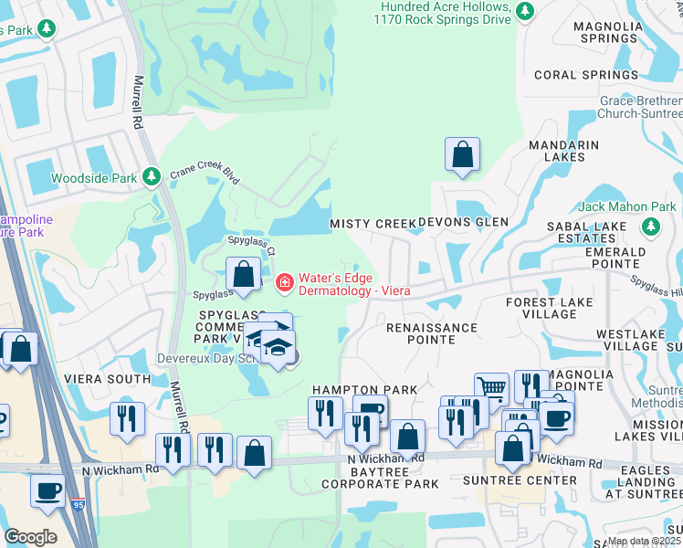 map of restaurants, bars, coffee shops, grocery stores, and more near 640 Classic Court in Melbourne