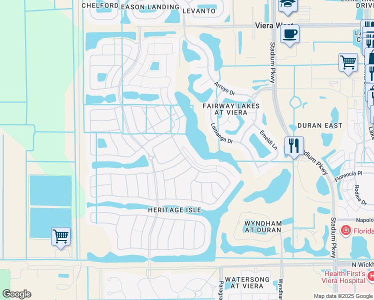 map of restaurants, bars, coffee shops, grocery stores, and more near 6828 Toland Drive in Melbourne