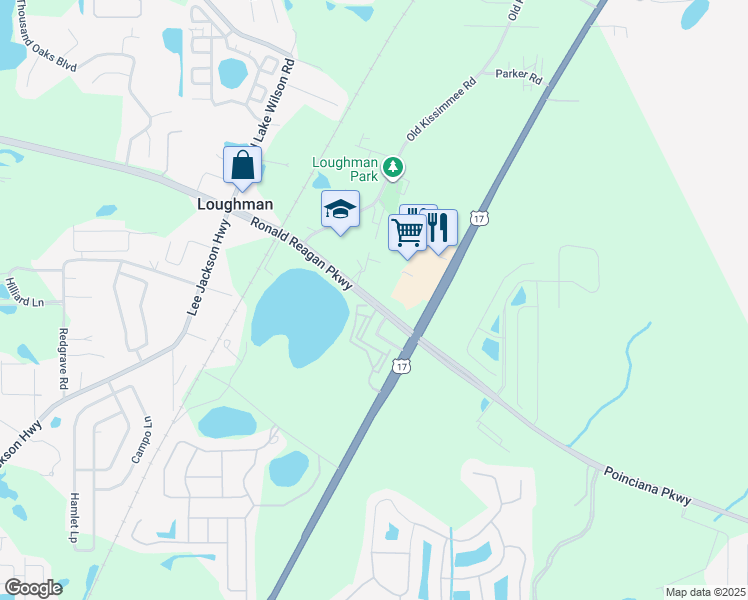 map of restaurants, bars, coffee shops, grocery stores, and more near 210 Ronald Reagan Parkway in Loughman