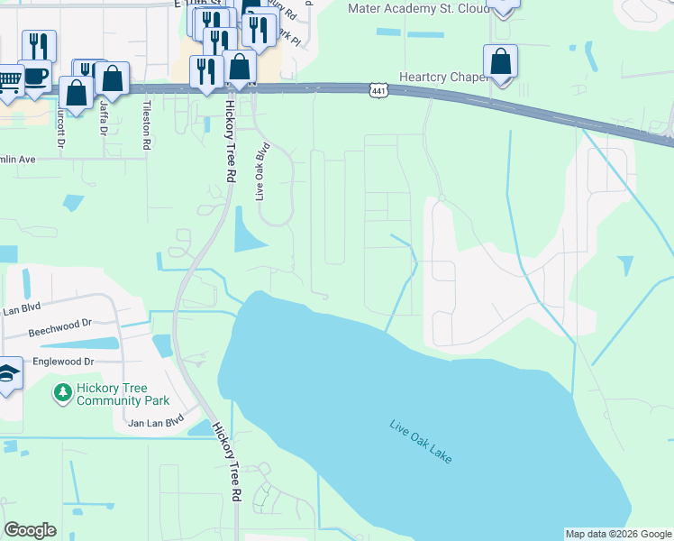 map of restaurants, bars, coffee shops, grocery stores, and more near 5000 East Irlo Bronson Memorial Highway in St. Cloud