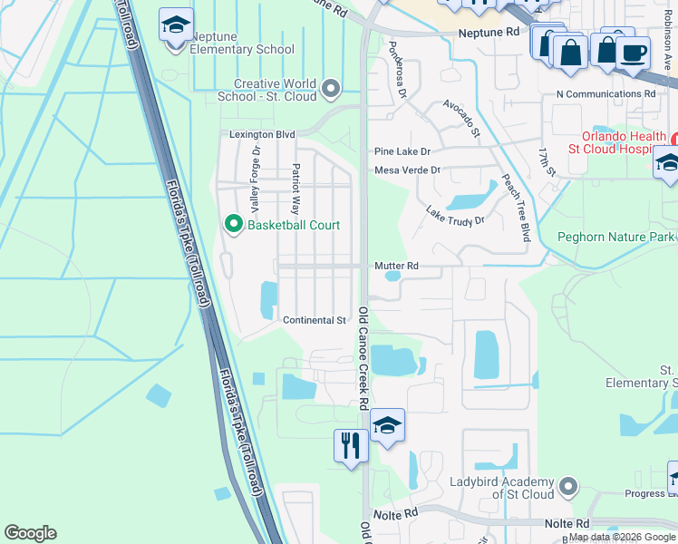 map of restaurants, bars, coffee shops, grocery stores, and more near 4510 Capital Boulevard in St. Cloud