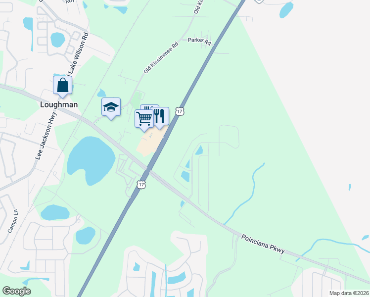 map of restaurants, bars, coffee shops, grocery stores, and more near 6118 U.S. 17 in Loughman