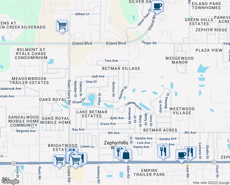 map of restaurants, bars, coffee shops, grocery stores, and more near 36819 Hibiscus Court in Zephyrhills