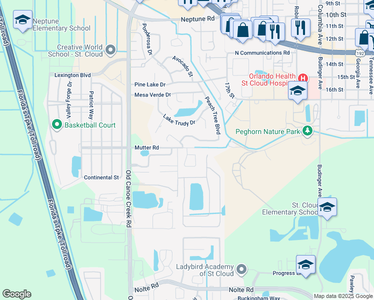 map of restaurants, bars, coffee shops, grocery stores, and more near 2206 Oakview Circle in St. Cloud