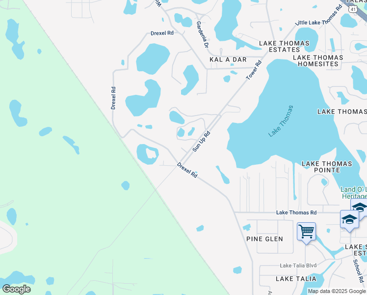 map of restaurants, bars, coffee shops, grocery stores, and more near 5547 Bud Bexley Parkway in Land O' Lakes