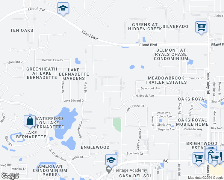 map of restaurants, bars, coffee shops, grocery stores, and more near 36674 Goffaux Loop in Zephyrhills