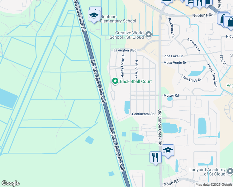 map of restaurants, bars, coffee shops, grocery stores, and more near 2141 Betsy Ross Lane in St. Cloud