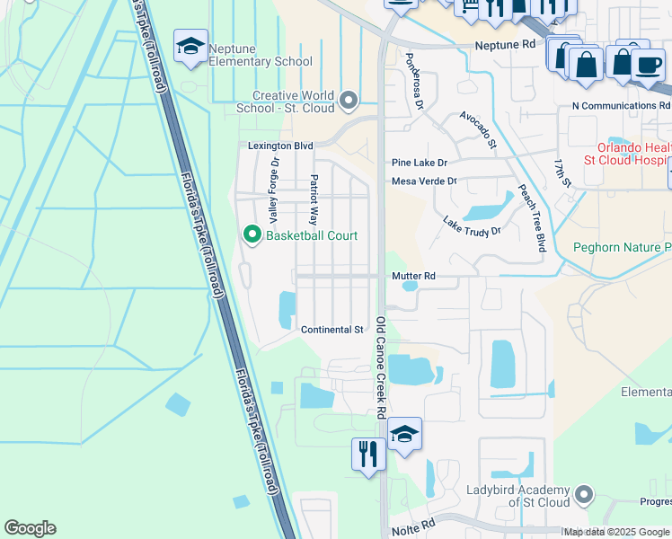 map of restaurants, bars, coffee shops, grocery stores, and more near 4510 Capital Boulevard in St. Cloud