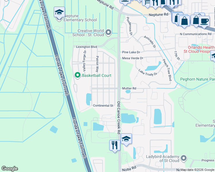 map of restaurants, bars, coffee shops, grocery stores, and more near 4510 Capital Boulevard in St. Cloud