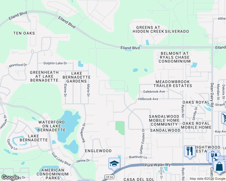 map of restaurants, bars, coffee shops, grocery stores, and more near 36674 Goffaux Loop in Zephyrhills
