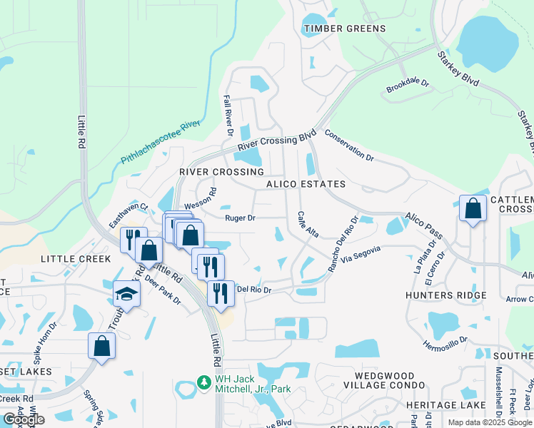 map of restaurants, bars, coffee shops, grocery stores, and more near 9139 Ruger Drive in New Port Richey