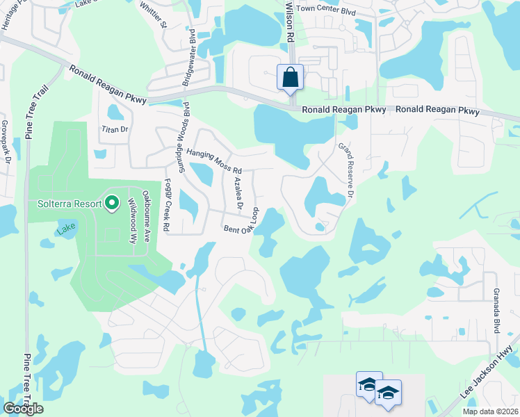 map of restaurants, bars, coffee shops, grocery stores, and more near 513 Bent Oak Loop in Davenport
