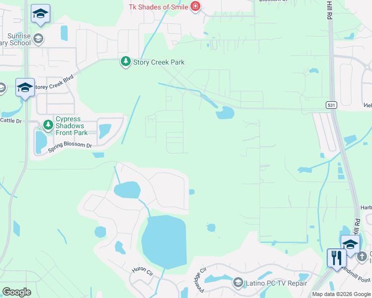 map of restaurants, bars, coffee shops, grocery stores, and more near 2290 Gunn Road in Kissimmee