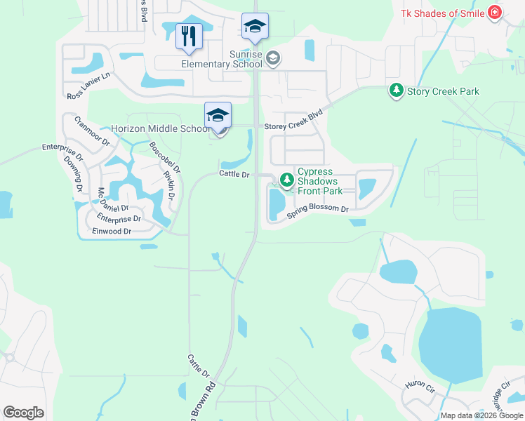 map of restaurants, bars, coffee shops, grocery stores, and more near 4454 Spring Blossom Drive in Kissimmee