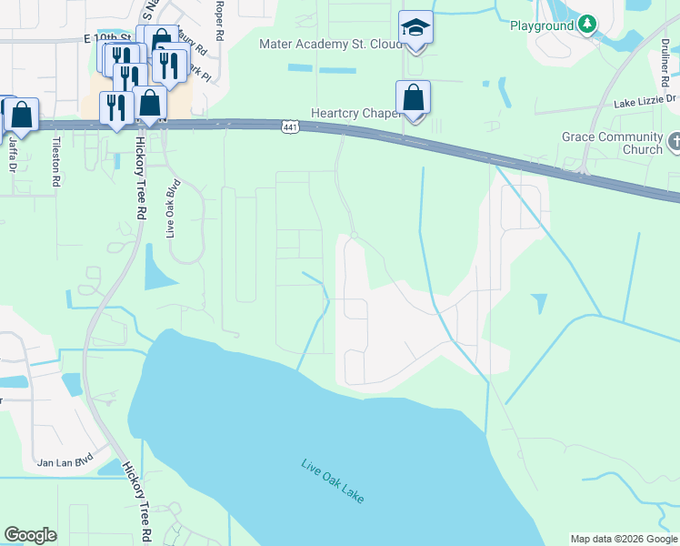 map of restaurants, bars, coffee shops, grocery stores, and more near 2160 Bur Oak Blvd in St. Cloud