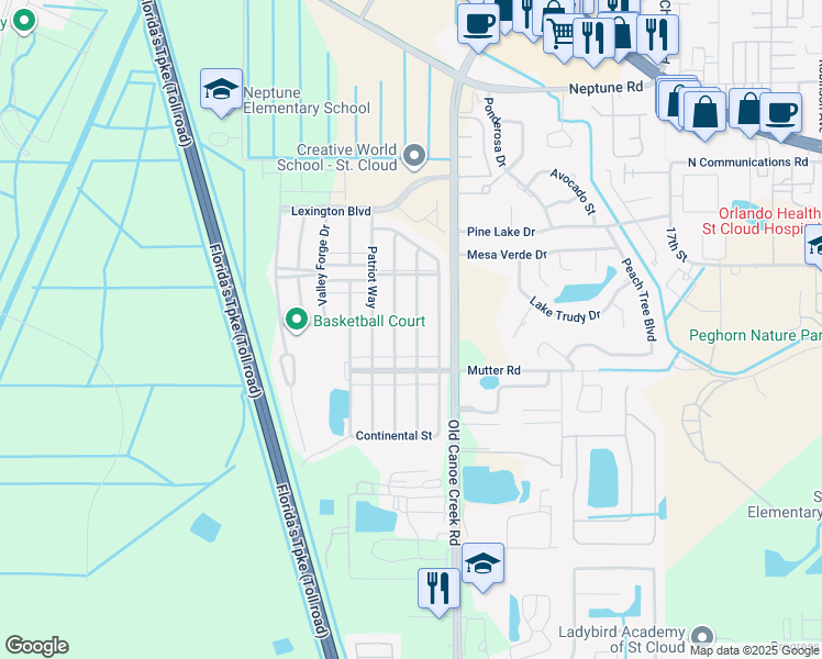 map of restaurants, bars, coffee shops, grocery stores, and more near 2000 Nations Way in Saint Cloud