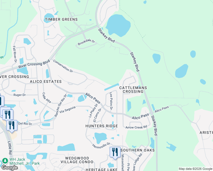 map of restaurants, bars, coffee shops, grocery stores, and more near 9835 Conservation Drive in New Port Richey