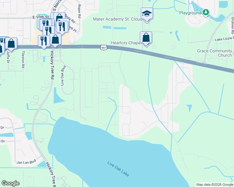 map of restaurants, bars, coffee shops, grocery stores, and more near 5000 E Irlo Bronson Memorial Hwy in St Cloud