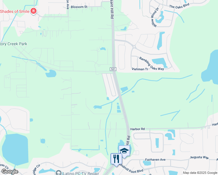 map of restaurants, bars, coffee shops, grocery stores, and more near 2100 Pleasant Hill Road in Kissimmee