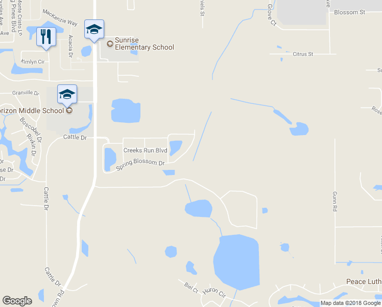 map of restaurants, bars, coffee shops, grocery stores, and more near 4364 Spring Blossom Drive in Kissimmee