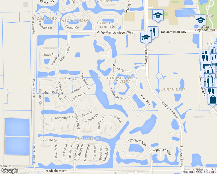 map of restaurants, bars, coffee shops, grocery stores, and more near 3148 Lamanga Dr in Melbourne