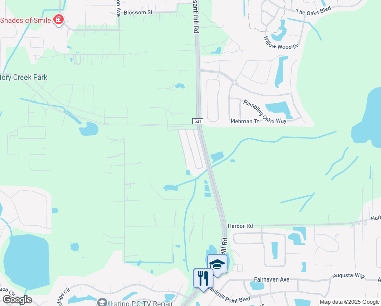 map of restaurants, bars, coffee shops, grocery stores, and more near 2100 Pleasant Hill Road in Kissimmee