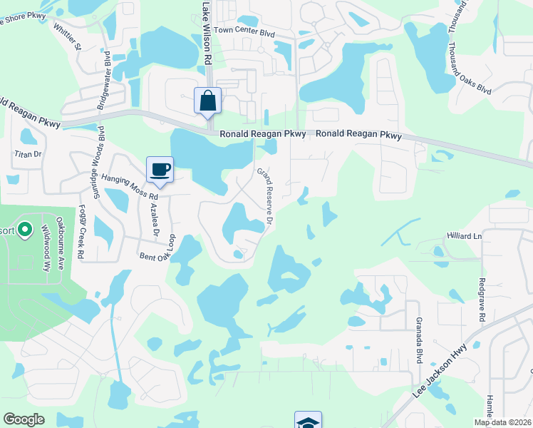 map of restaurants, bars, coffee shops, grocery stores, and more near 1233 Grand Reserve Drive in Davenport