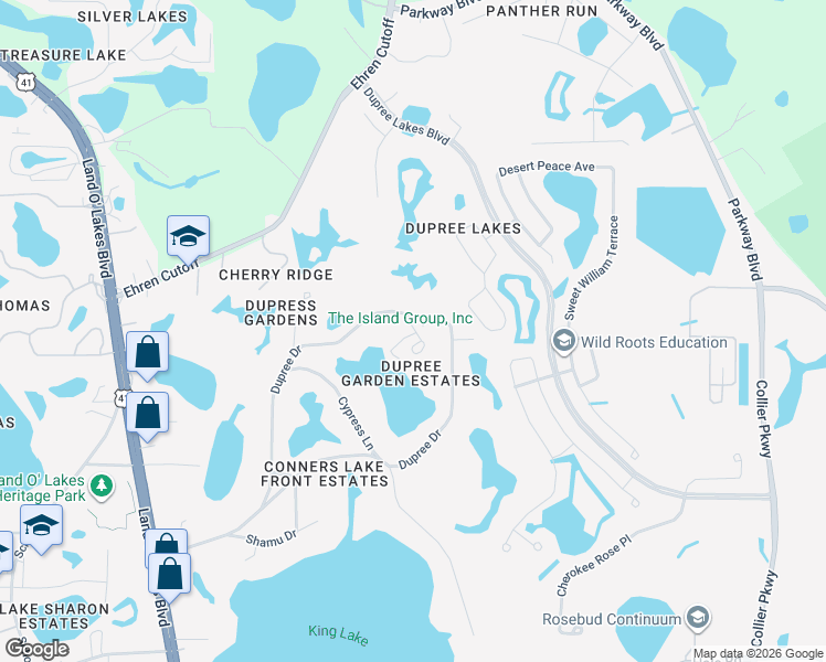 map of restaurants, bars, coffee shops, grocery stores, and more near 5753 Eden Lane in Land O' Lakes