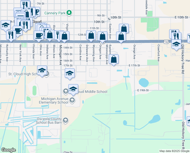 map of restaurants, bars, coffee shops, grocery stores, and more near 1734 Barton Towne Circle in St. Cloud