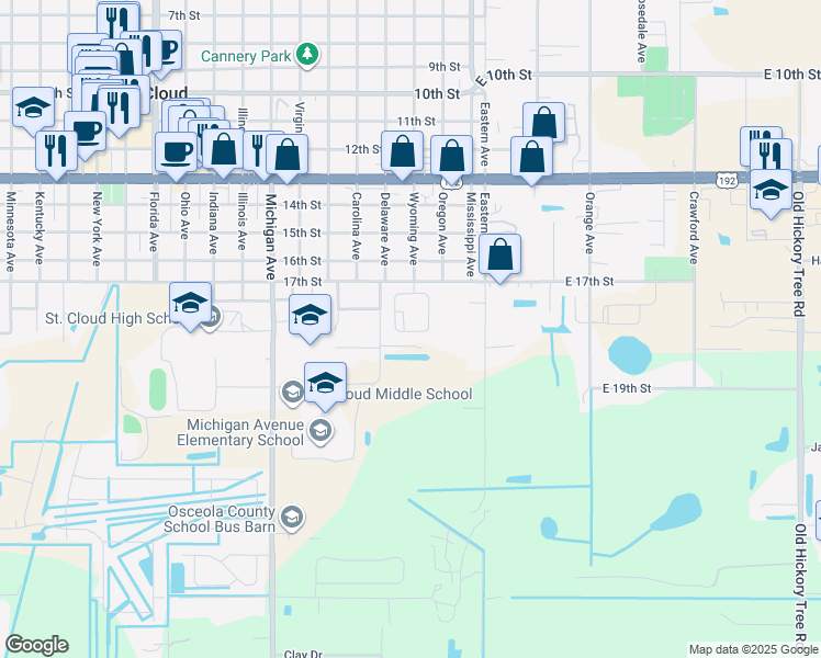 map of restaurants, bars, coffee shops, grocery stores, and more near 1734 Barton Towne Circle in St. Cloud