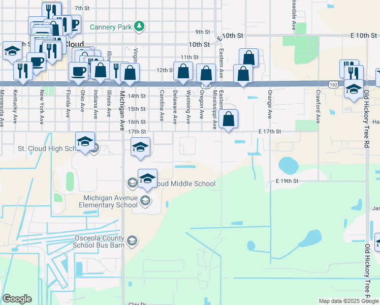 map of restaurants, bars, coffee shops, grocery stores, and more near 1734 Barton Towne Circle in St. Cloud