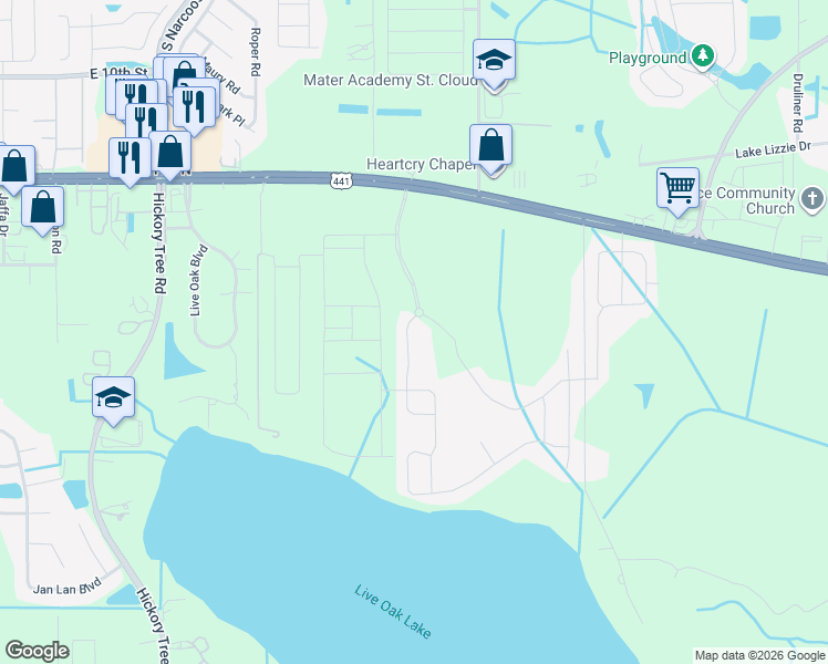 map of restaurants, bars, coffee shops, grocery stores, and more near 2160 Bur Oak Blvd in St. Cloud