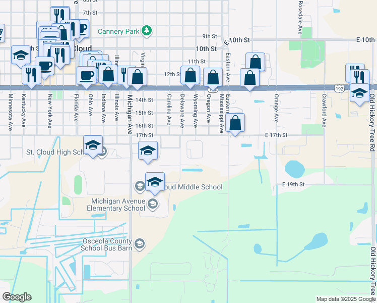 map of restaurants, bars, coffee shops, grocery stores, and more near 1734 Barton Towne Circle in St. Cloud