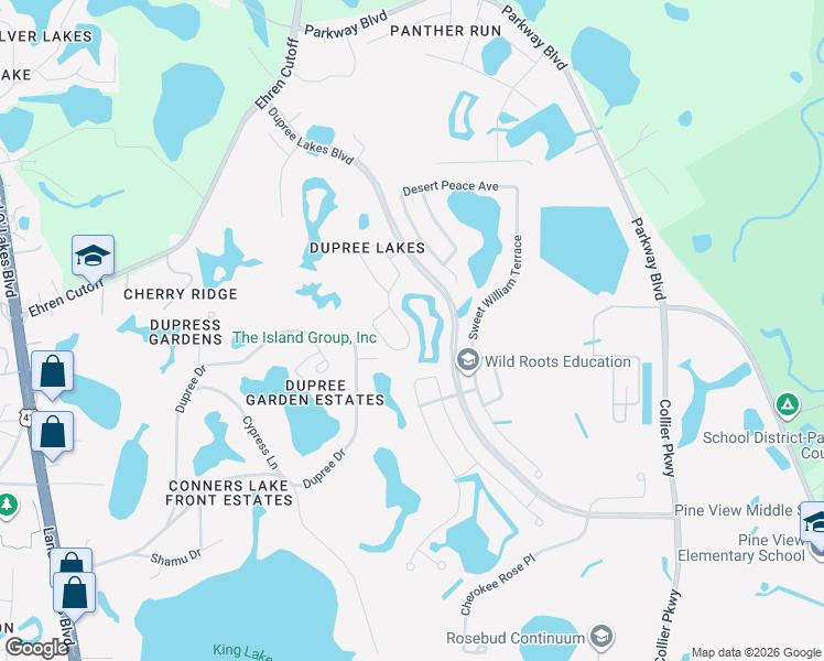 map of restaurants, bars, coffee shops, grocery stores, and more near 5810 Candytuft Place in Land O' Lakes