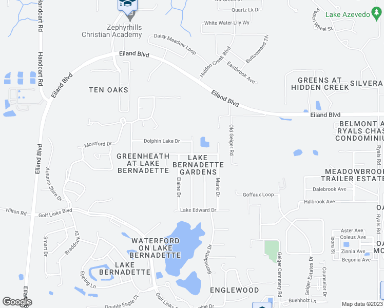 map of restaurants, bars, coffee shops, grocery stores, and more near 5800 Rick Drive in Zephyrhills