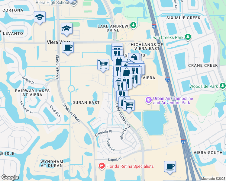 map of restaurants, bars, coffee shops, grocery stores, and more near in Brevard County