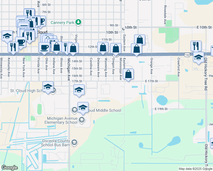 map of restaurants, bars, coffee shops, grocery stores, and more near 1705 Barton Towne Circle in St. Cloud