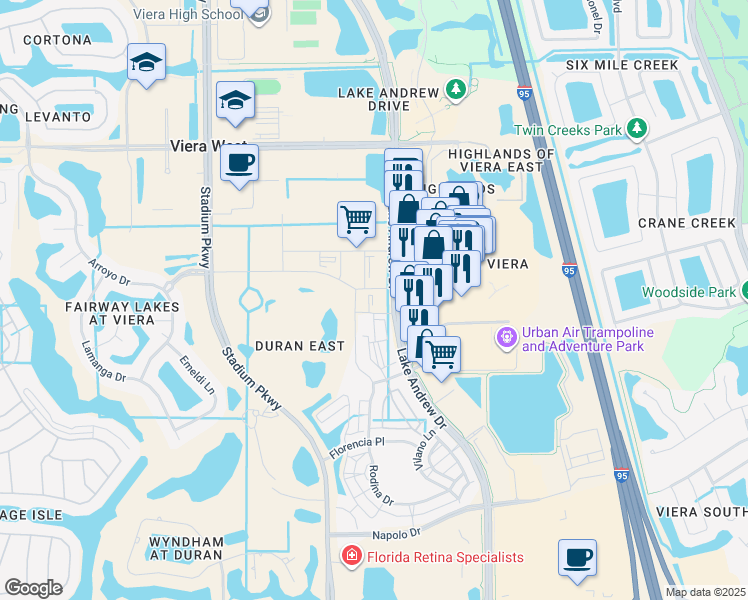 map of restaurants, bars, coffee shops, grocery stores, and more near in Brevard County