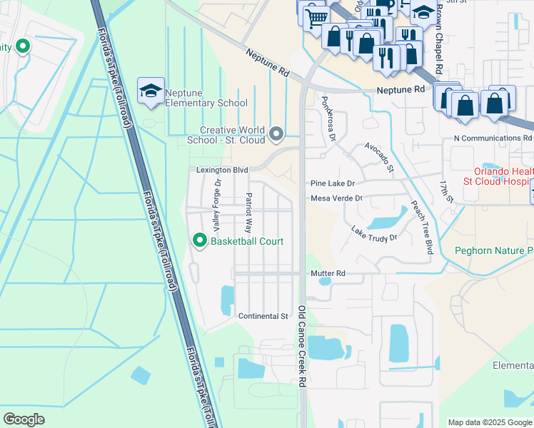 map of restaurants, bars, coffee shops, grocery stores, and more near 1901 Banner Lane in Saint Cloud