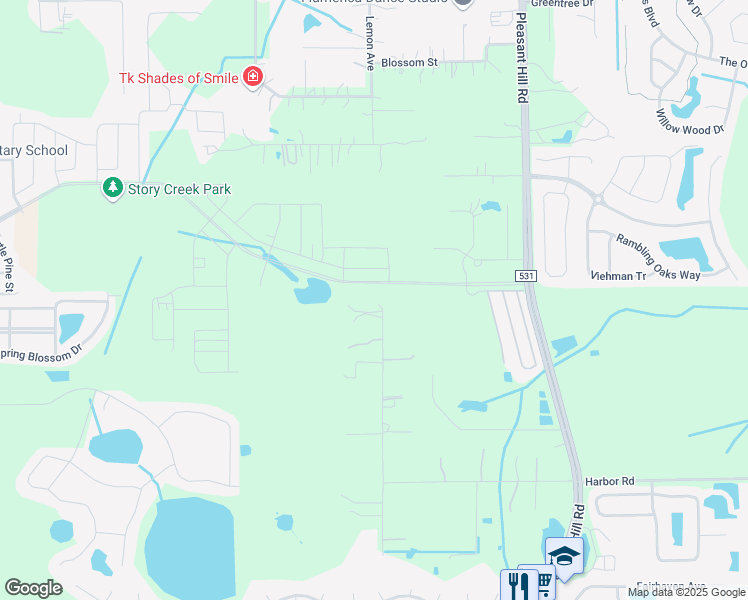 map of restaurants, bars, coffee shops, grocery stores, and more near 2245 Gunn Road in Kissimmee